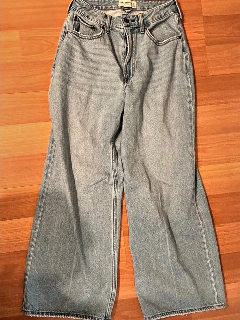 Abercrombie & Fitch The Wide Leg High Rise Jeans Blue Waist 26 curve love